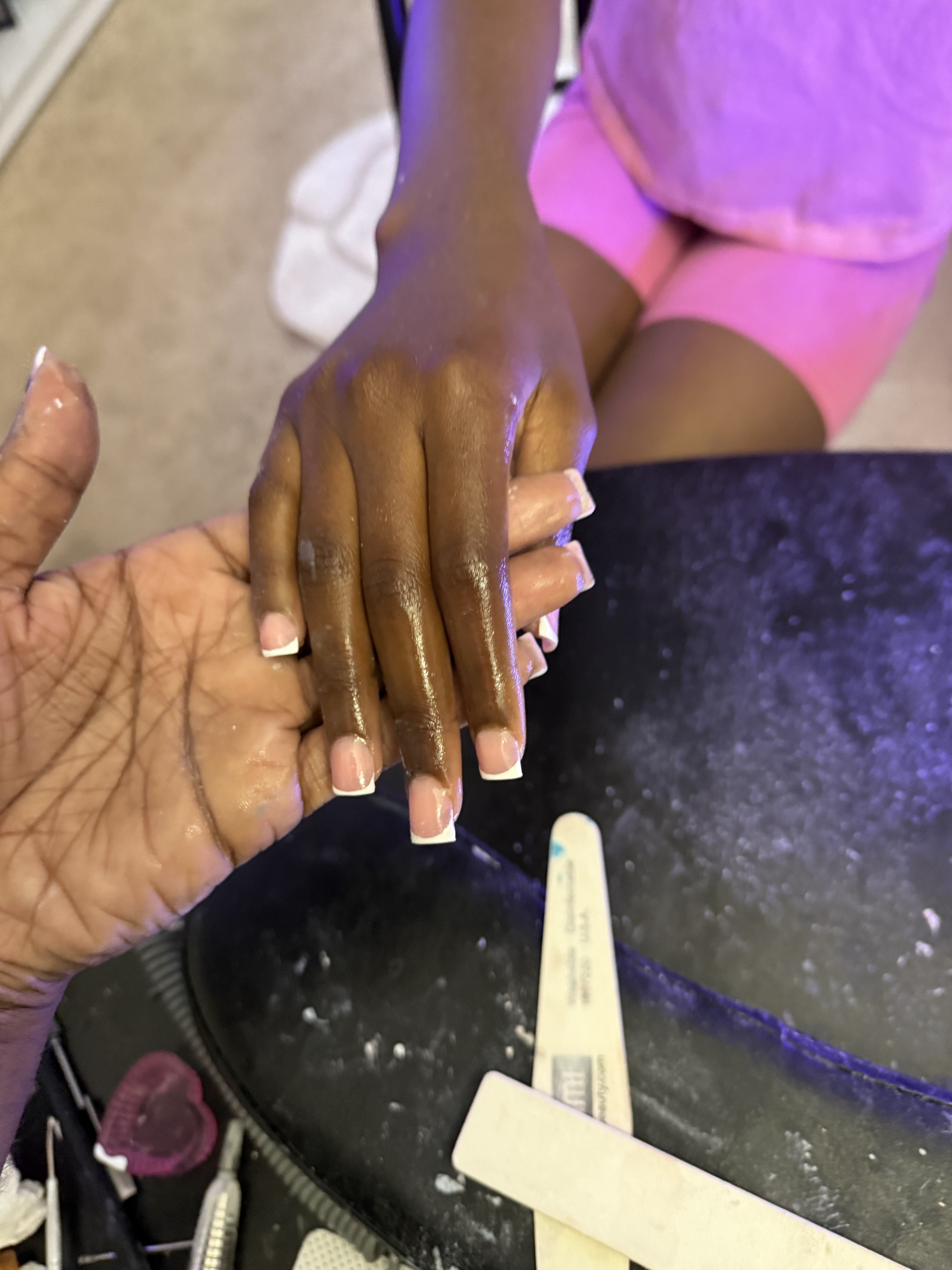 french tip acrylic toe nail set dry luxury gel polish pedicure in Miami Dade Sunny Isles