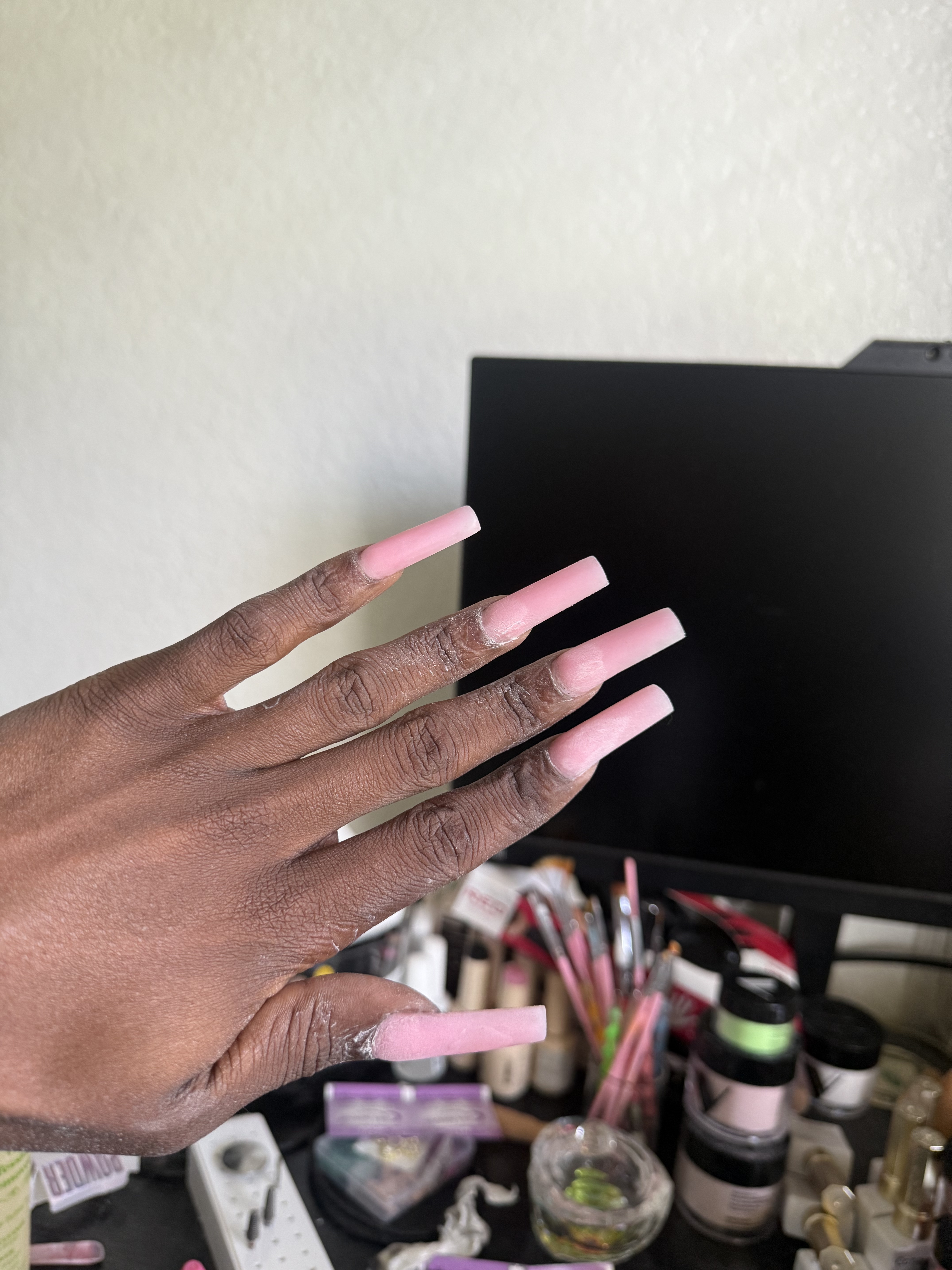 Long polygel nail set application and filing in Las Olas Victoria Park Fort Lauderdale
